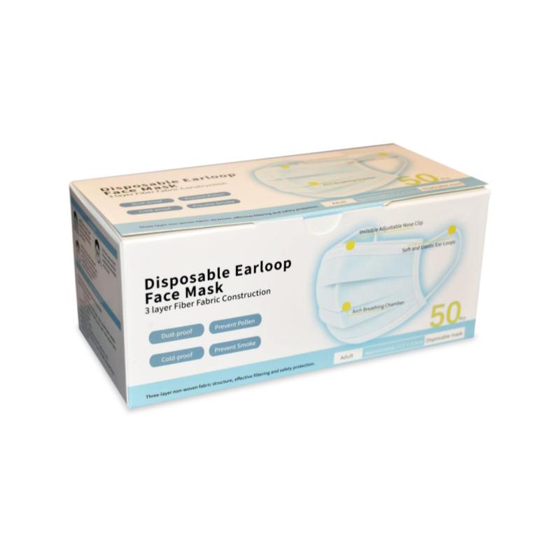Disposable Protective 3-ply Mask Pkg/50