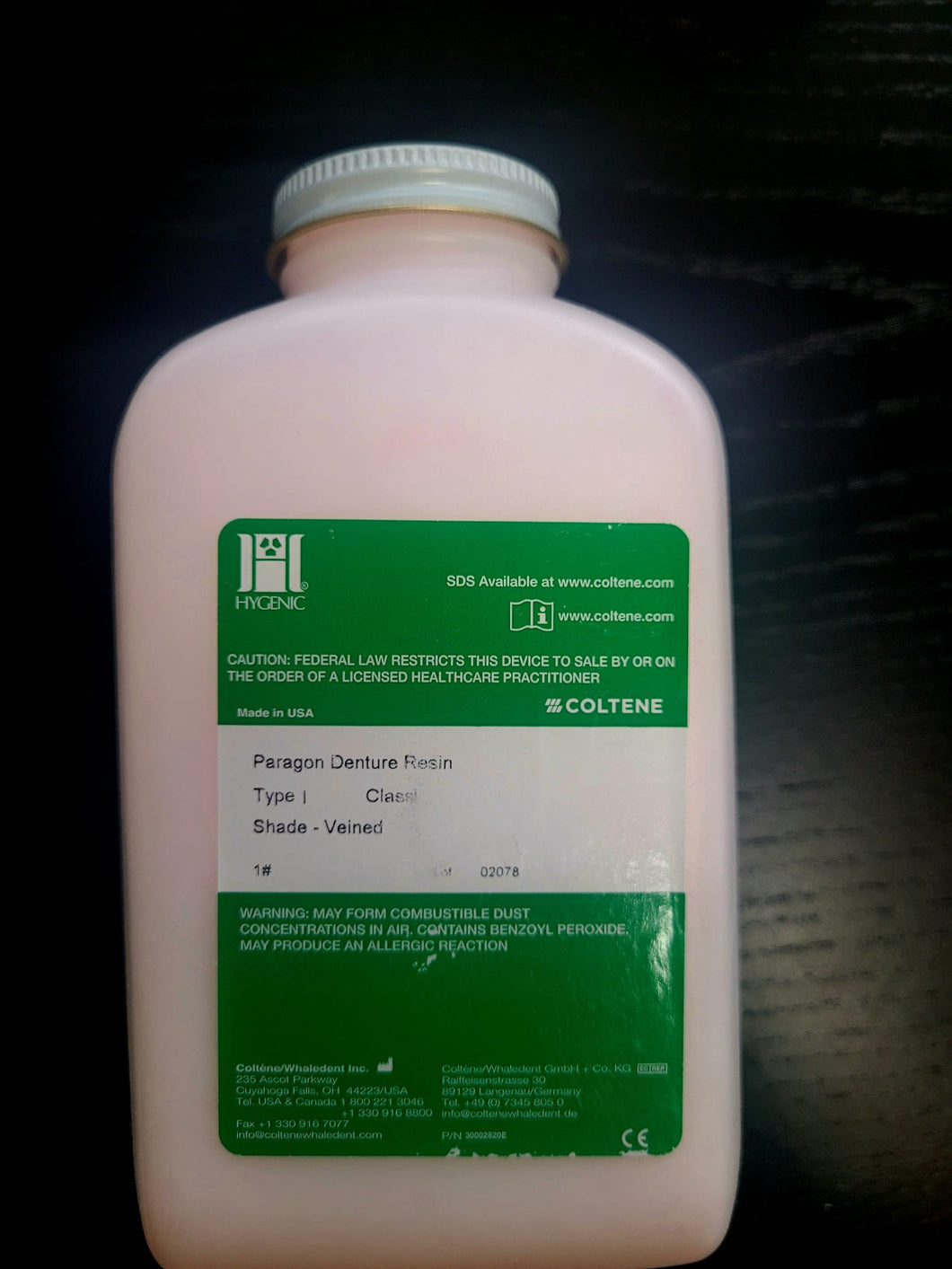 Hygenic Paragon Denture Resin Powder ONLY 1Lb pkg